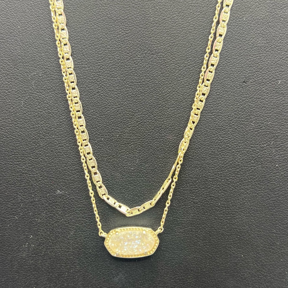 Kendra Scott Elisa Gold Multi Strand Necklace Iridescent Drusy - Picture 3 of 5